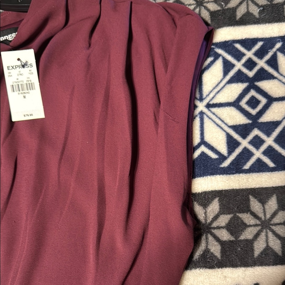 Express Rich Burgundy/Plum Midi Dress NWT size Medium - Picture 5 of 9